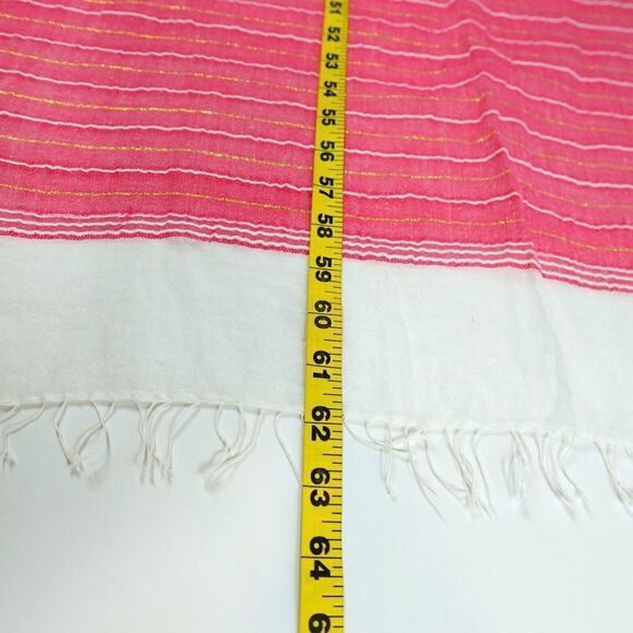 LemLem Scarf Wrap Womens Pink-Metallic Striped Gauzy Shawl Woven Boho Lagenlook - Picture 12 of 12